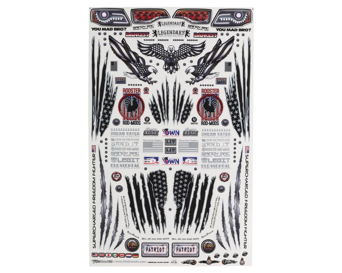 FBR1DECUSA917    Firebrand RC Americana Decal Set (Red & Blue w/Silver Outlines)