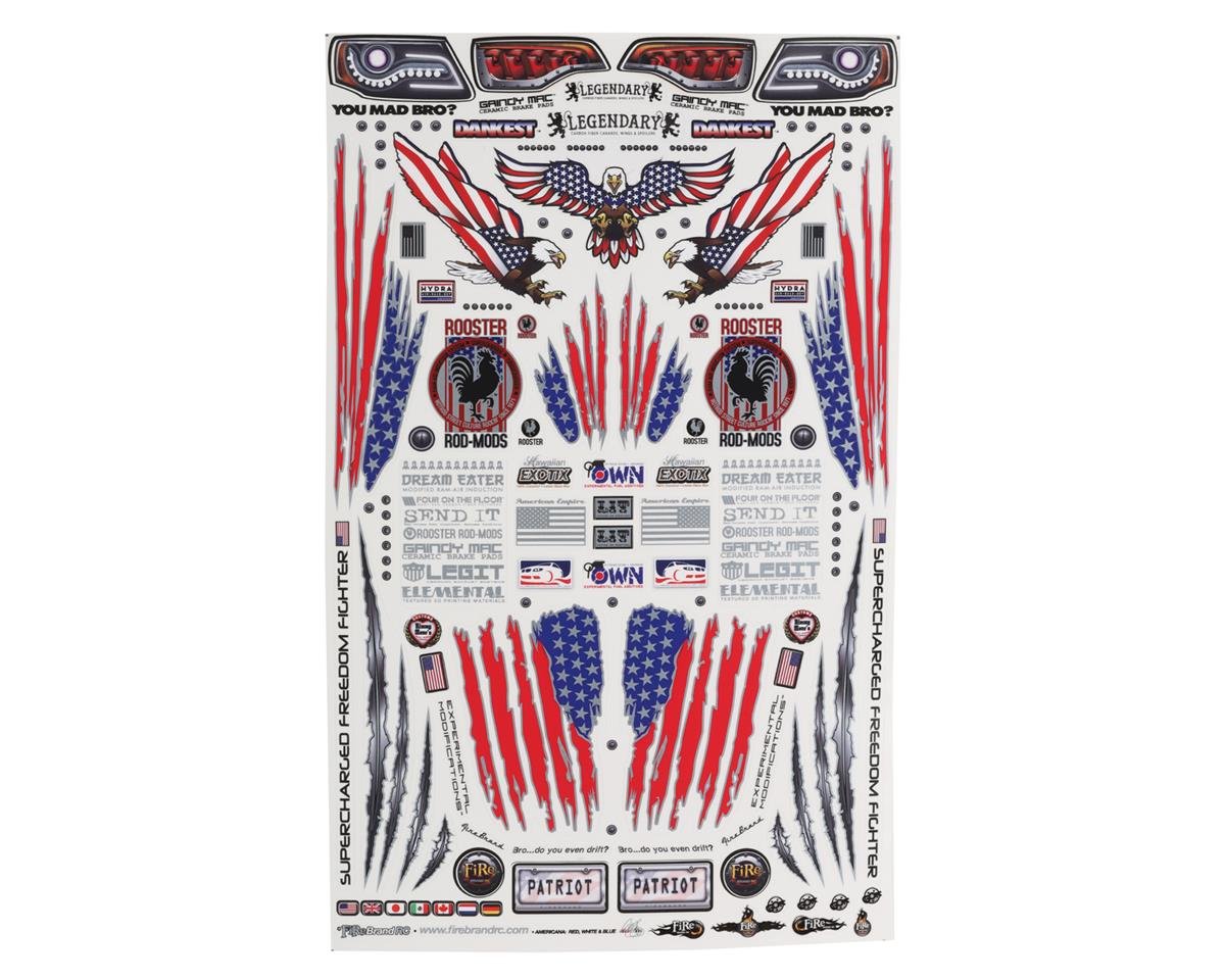 FBR1DECUSA917    Firebrand RC Americana Decal Set (Red & Blue w/Silver Outlines)