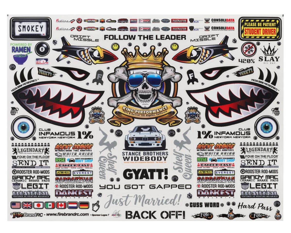 FBR1SCLDTL533   Firebrand RC Sponsor Logos 7 Decal Sheet (8.5x11")