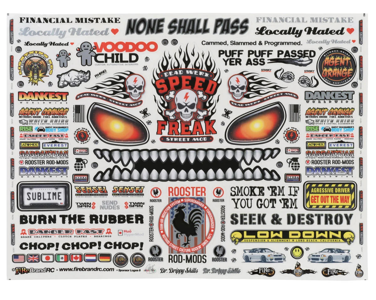 FBR1SCLDTL540     Firebrand RC Sponsor Logos 8 Decal Sheet (8.5x11")      | The RC Shop at Dr Dans