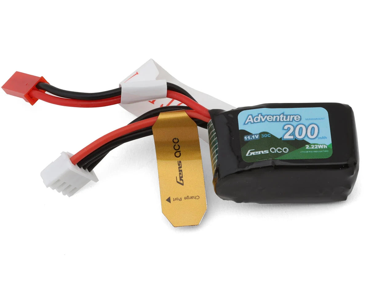GEA2003S30JST      Gens Ace 3S 30C Adventure LiPo Battery Pack (11.1V/200mAh) w/JST Connector      | The RC Shop at Dr Dans
