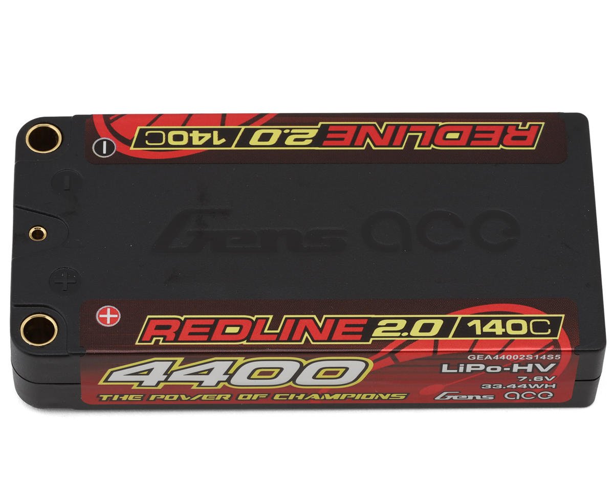GEA44002S14S5 Gens Ace Redline 2.0 2S Shory LiHV Battery 140C (7.6V/4400mAh) w/5mm Bullets | The RC Shop at Dr Dans