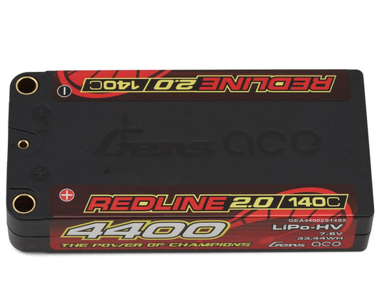 GEA44002S14S5 Gens Ace Redline 2.0 2S Shory LiHV Battery 140C (7.6V/4400mAh) w/5mm Bullets | The RC Shop at Dr Dans