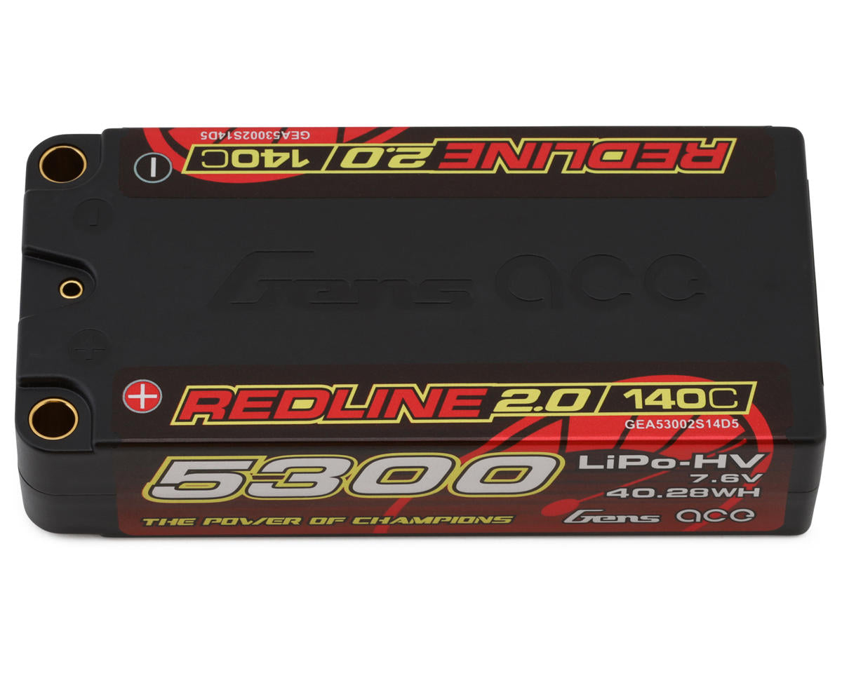 GEA53002S14D5	 7.6V 5300mAh 2S 140C LiHV Shorty 5.0mm bullet Redline 2.0