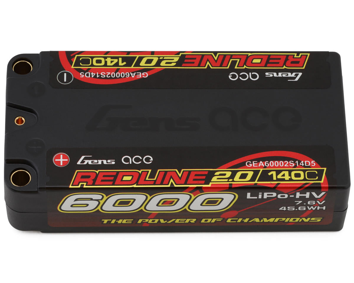 GEA60002S14D5	 7.6V 6000mAh 2S 140C LiHV Shorty 5.0mm bullet Redline 2.0