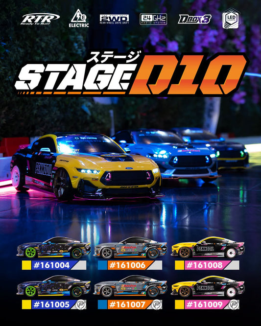PREORDER   HPI Stage-D10 1/10 2WD BRUSHED RTR Drift Car w/Ford Mustang GT RTR S650 Body  | The RC Shop at Dr Dans