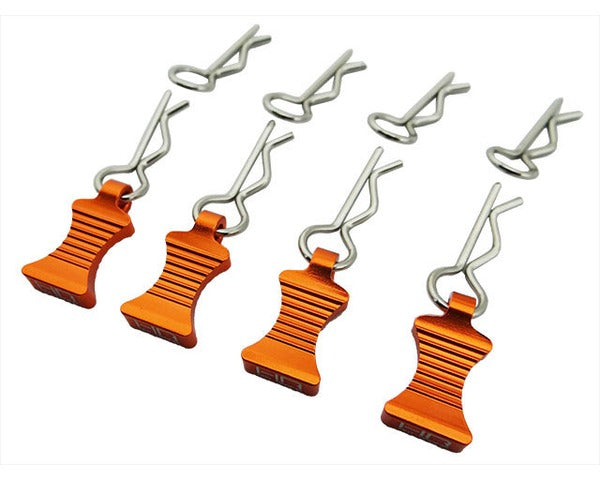 Hot Racing 1/10 Aluminum EZ Pull Body Clip Handles (4) w/ Body Clips (8) – Multiple Colors