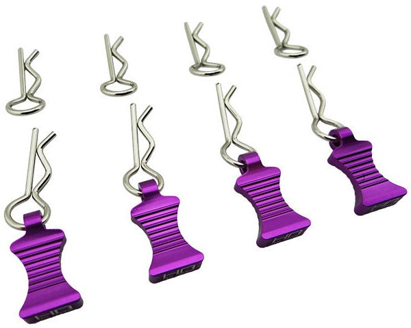 Hot Racing 1/10 Aluminum EZ Pull Body Clip Handles (4) w/ Body Clips (8) – Multiple Colors