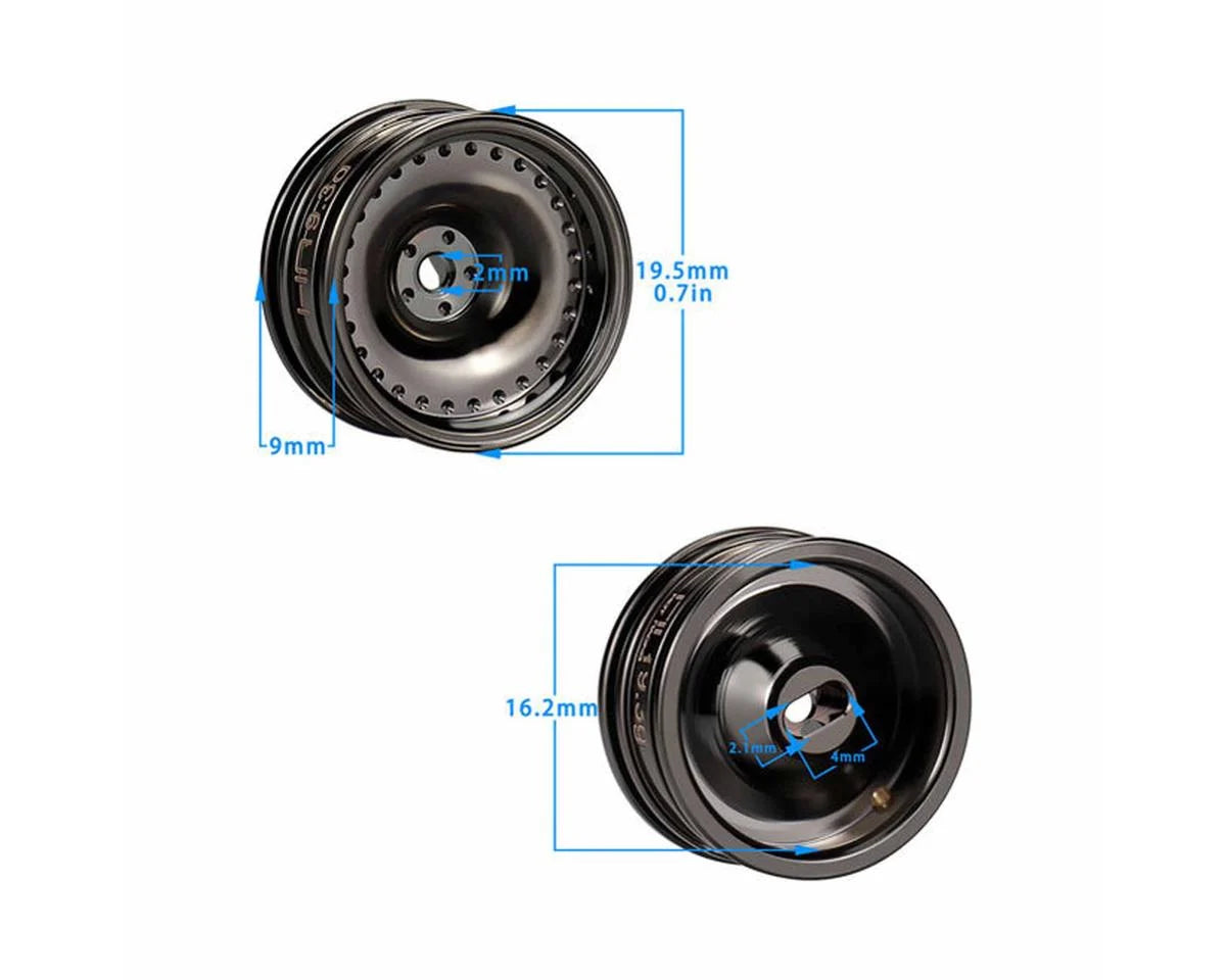 HRASXTY919H01     Hot Racing Axial SCX30 0.7" Brass Crawler Wheels (Black Chrome) (4) (9.3g ea)    | The RC Shop at Dr Dans