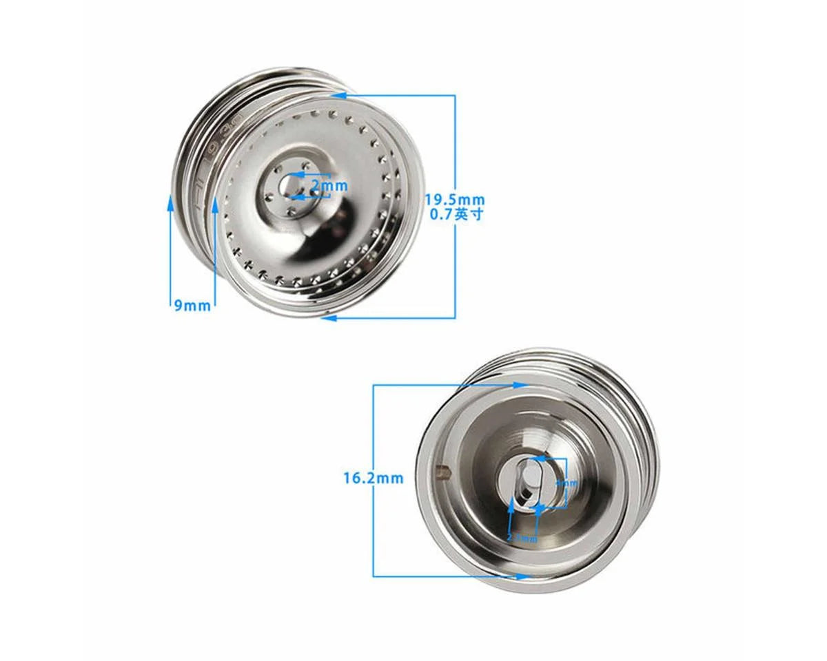 HRASXTY919H08   Hot Racing Axial SCX30 0.7" Brass Crawler Wheels (Chrome) (4) (9.3g ea)    | The RC Shop at Dr Dans