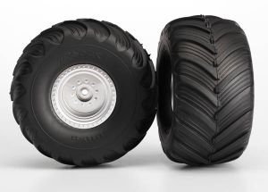 3665 Tires &amp; wheels, assembled, glued (satin chrome wheels, Terra Groove
