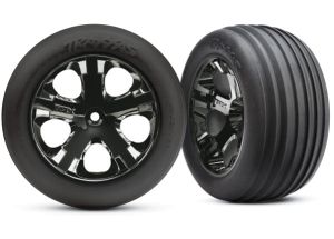 3771A Tires &amp; wheels, assembled, glued (2.8') (All-Star black chrome