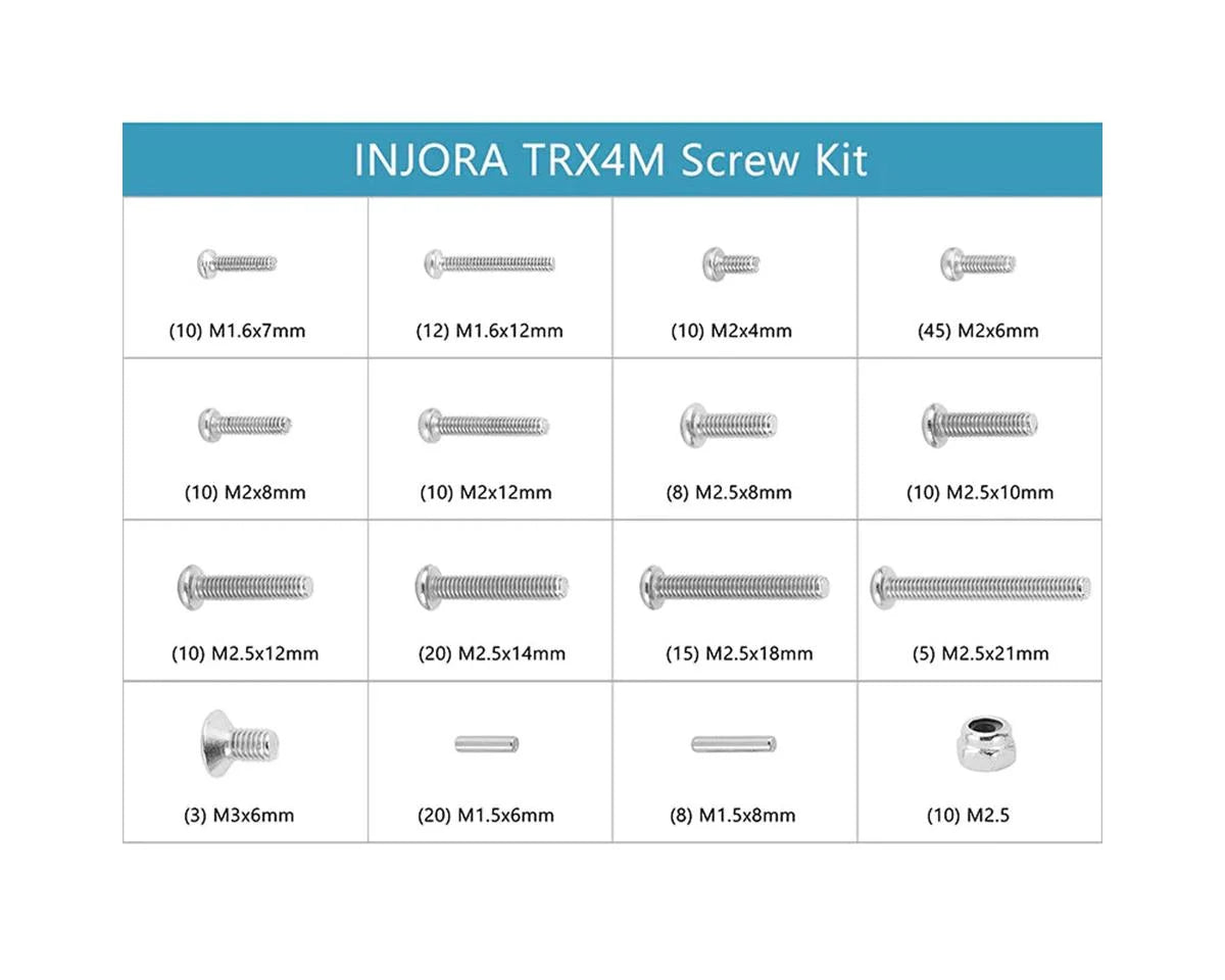INJORA Stainless Steel Screw & Hardware Kit for Traxxas TRX-4M | INJ4M-15