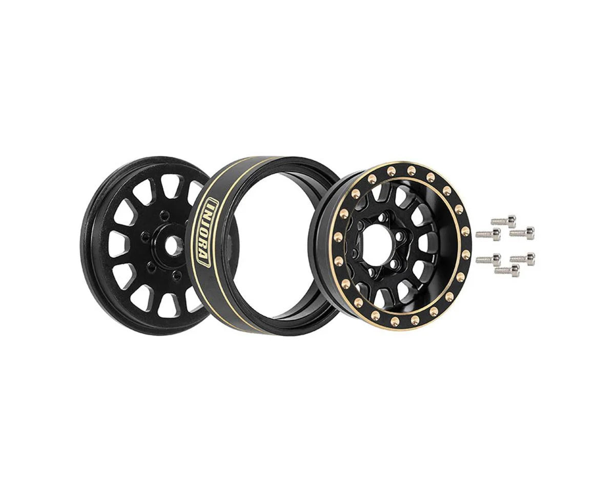 INJORA W1101 1.0 Plus Brass Beadlock Wheels Black -3.75mm – 4-Pack
