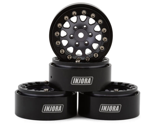 INJORA 1.3" D-Slot Aluminum Beadlock Wheels Grey/Black | INJYQW-1311BG