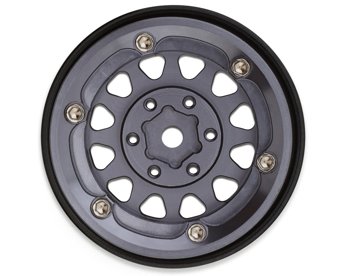 INJORA 1.3" D-Slot Aluminum Beadlock Wheels Grey/Black | INJYQW-1311BG