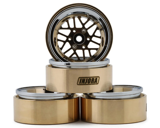 INJYQW-MW1308SR     Injora 1.3" ModuWheel Brass & Aluminum Micro Rock Crawler Beadlock Wheels (43g ea) (Gold/Chrome) (4)    | The RC Shop at Dr Dans