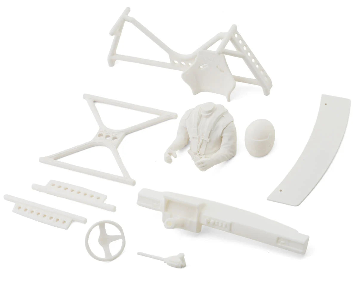 KNI215  Knight Customs Universal Drift Interior Kit (Driver Torso & Helmet, Dash, Roll Cage, Shifter, Steering Wheel) (White)    | The RC Shop at Dr Dans