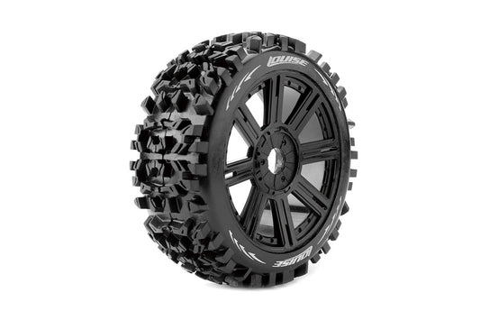 LOULT3130SB	Louise R/C B-Pioneer 1/8 Off-Road Buggy Tires, 17mm Hex, Mounted on Black Spoke Rim, Soft, Front/Rear (2)