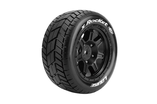 LOULT3295B	Louise R/C MFT X-Rocket Sport Monster Truck Tires, 24mm Hex, Mounted on Black Rim (2), fits X-MAXX