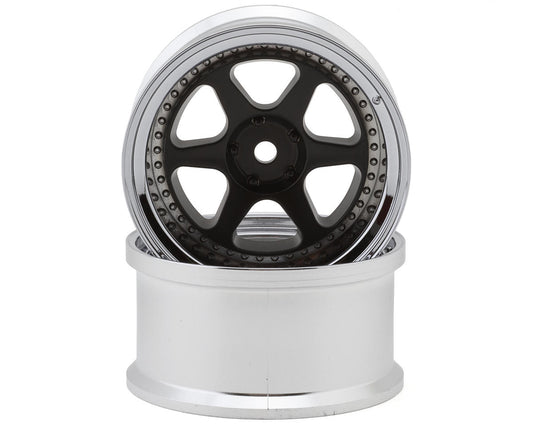 LWH-LW-0506MCBA   LAB Meister L1 1/10 Drift Wheels (Matte Carbon/Chrome) (2) (6mm Offset) w/12mm Hex
