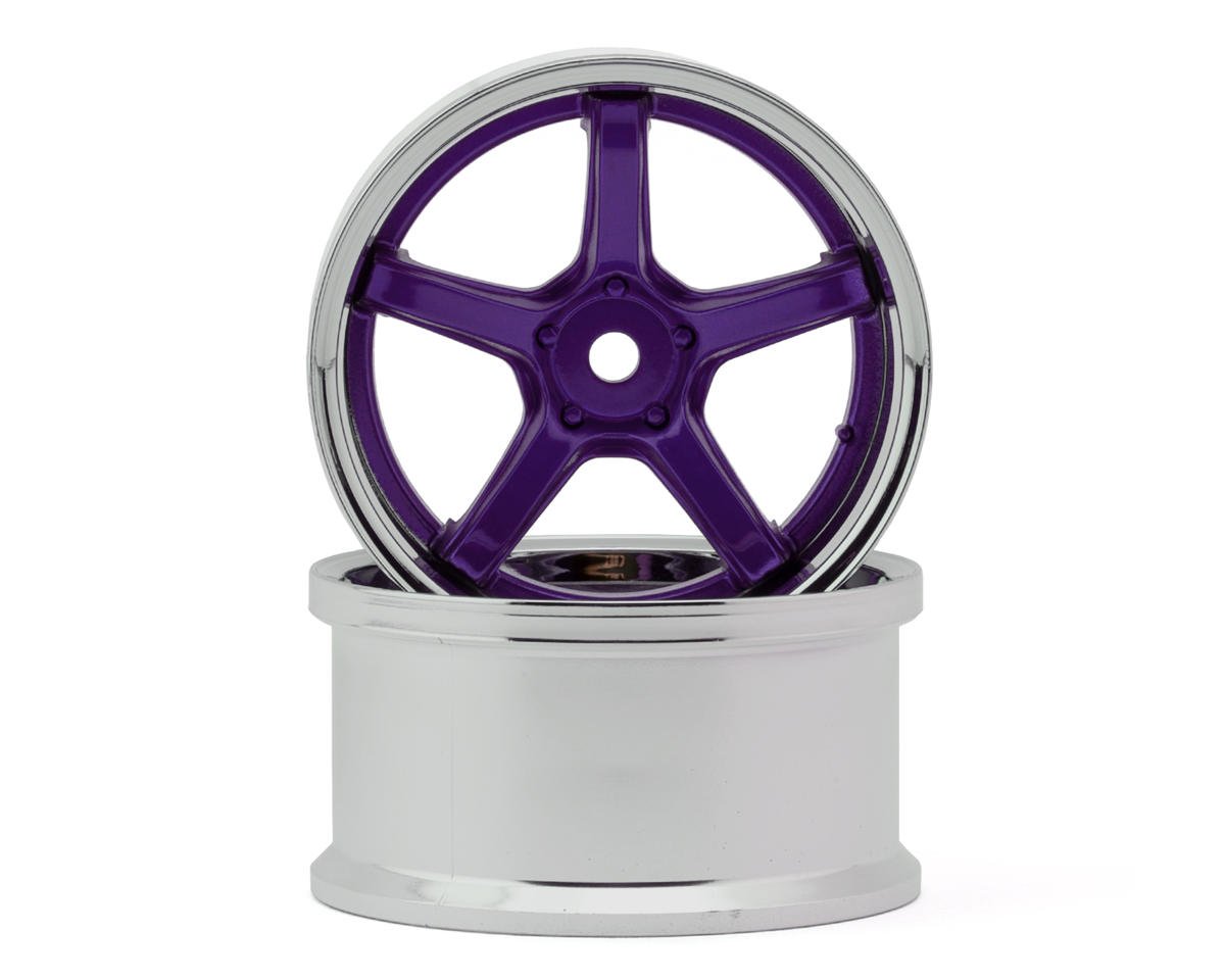 LAB Work Emotion T5R 2P 1/10 Drift Wheels Chrome / Candy Purple (2) – 6mm / 8mm Offset