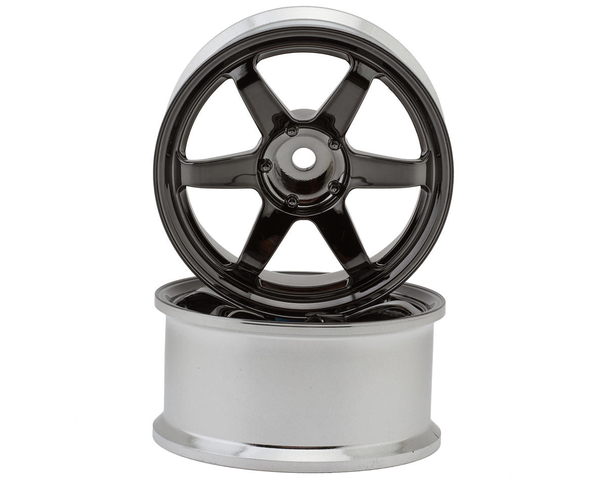 LWH-LWT-0308BC    LAB TE37 Sports 1/10 Standard Traction Drift Wheels (Black Chrome) (2) (8mm Offset) w/12mm Hex