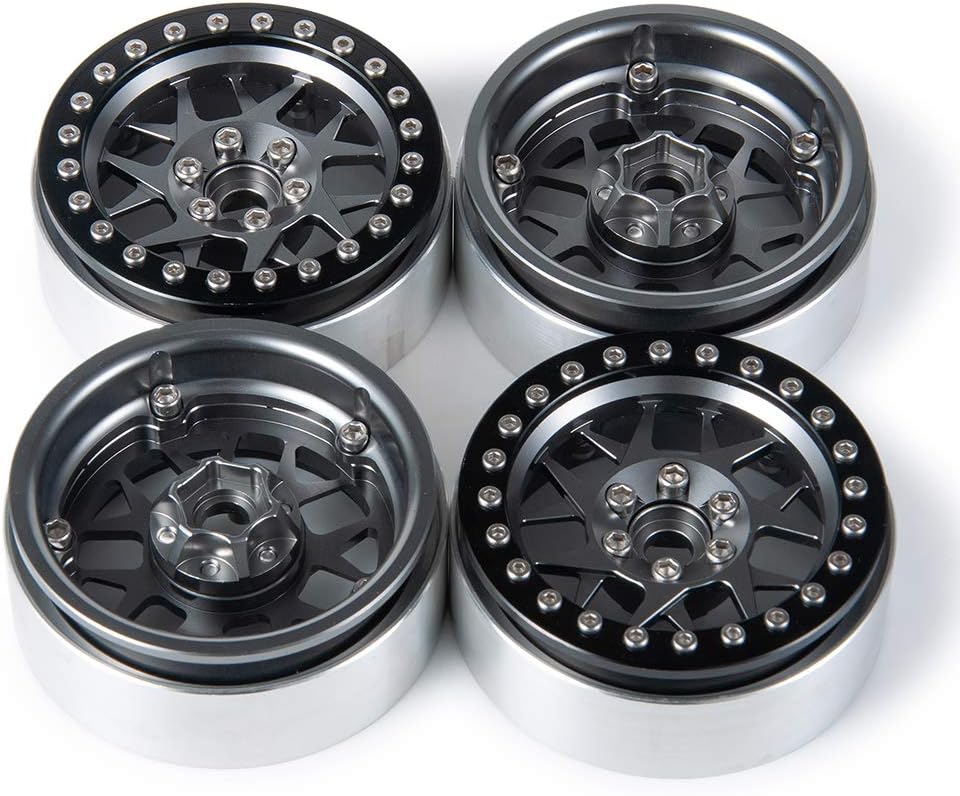 MORLORDY 4PCS RC 2.2 Beadlock Wheels Aluminum Alloy 2.2 inch Wheel Hubs Rims for 1/10 Scale RC Crawler Car SCX10, TRX4,Upgrades - Black and Titanium      | The RC Shop at Dr Dans