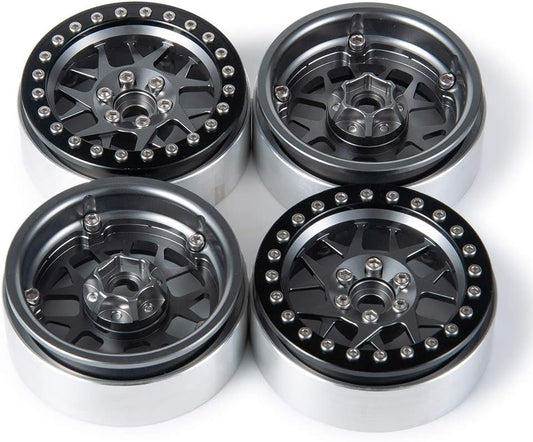MORLORDY 4PCS RC 2.2 Beadlock Wheels Aluminum Alloy 2.2 inch Wheel Hubs Rims for 1/10 Scale RC Crawler Car SCX10, TRX4,Upgrades - Black and Titanium      | The RC Shop at Dr Dans