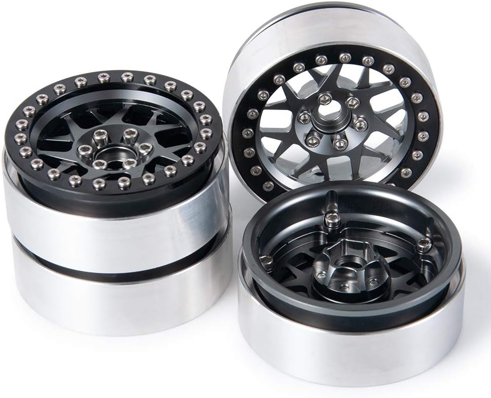 MORLORDY 4PCS RC 2.2 Beadlock Wheels Aluminum Alloy 2.2 inch Wheel Hubs Rims for 1/10 Scale RC Crawler Car SCX10, TRX4,Upgrades - Black and Titanium      | The RC Shop at Dr Dans