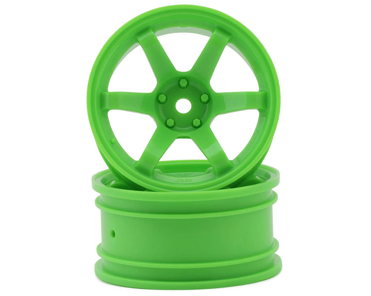 MXS-832302G   MST TE37 1/10 High Traction Drift Wheels (Green) (2) (7mm Offset) w/Mounting Foam  |THE RC SHOP