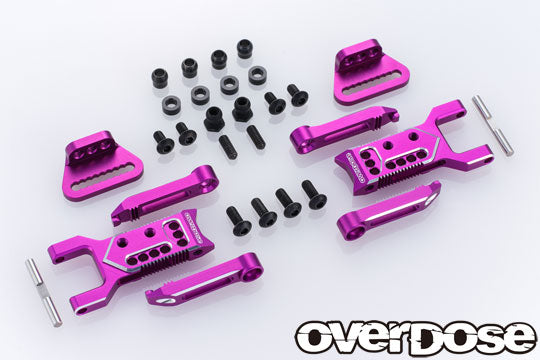 OVERDOSE Adjustable Aluminum Rear Suspension Arm Type-3 – Purple / Red / Black