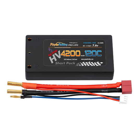 PHB2S4200120CSHORTY	Power Hobby 2S 7.6V HV + Graphene 4200mah 120c Shorty Lipo Battery
