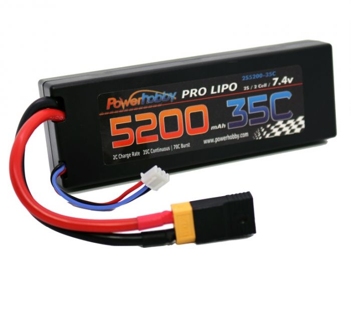 PHB2S520035CXT60APT	5200mAh 7.4V 2S 35C LiPo Battery with Hardwired XT60 Connector w/HC Adapter