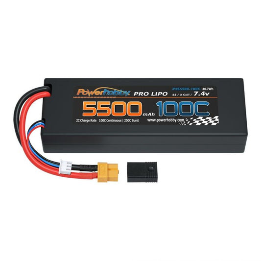PHB2S5500MAH100CXT60  2S 7.4V 5500MAH 100C Lipo Battery w XT60 + Plug Adapter  | The RC Shop at Dr Dans