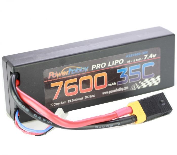 PHB2S760035CXT60APT	7600mAh 7.4V 2S 35C LiPo Battery with Hardwired XT60 Connector w/HC Adapter