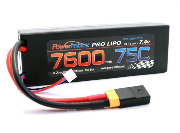 PHB2S760075CXT60APT	Power Hobby 7600mAh 7.4V 2S 75C LiPo Battery with Hardwired XT60 Connector & HC Adapter  |The RC Shop at Dr Dans