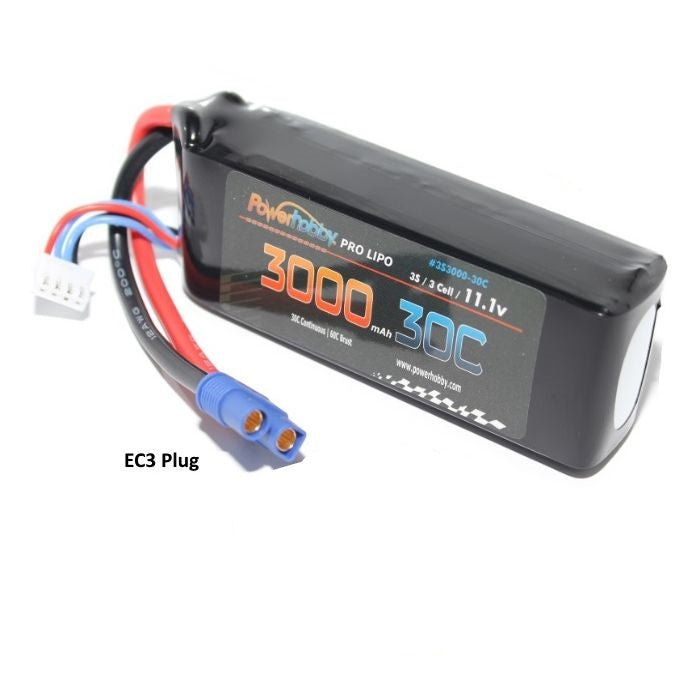 PowerHobby 3S 11.1V 3000mAh 30C LiPo Battery EC3 – PHB3S300030CEC3