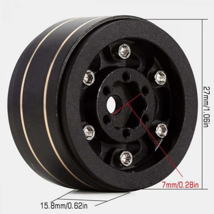 PHB5324    1.0" Z1 Brass Beadlock Crawler Wheels, for 1/24 Axial SCX24   | The RC Shop at Dr Dans