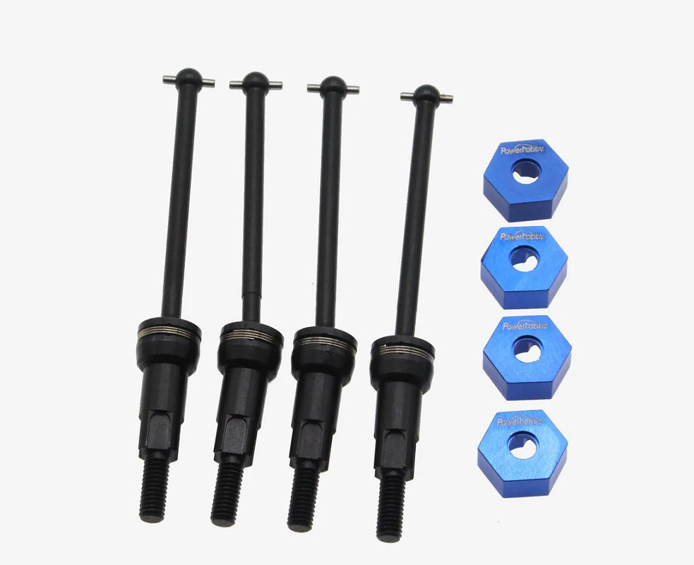 PowerHobby Front & Rear CVD Drive Shafts Black (4) for ARRMA Granite / Typhon GROM – PHB6573BLACK