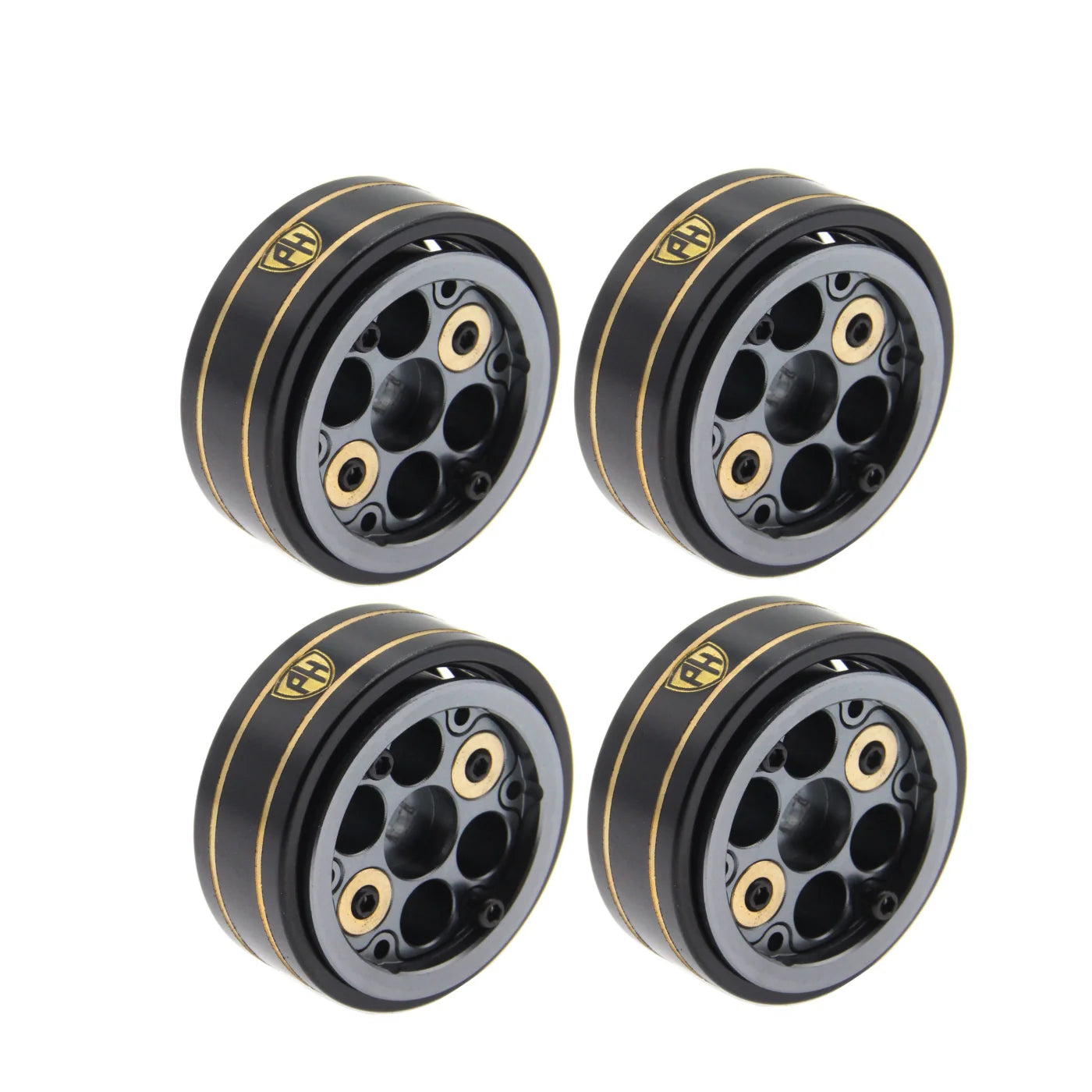 PHB6588Grey   1.0" Z9 Brass Adjustable Weight Beadlock Crawler Wheels Grey 1/24 SCX24