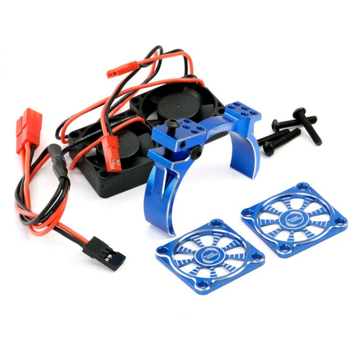 PHBPH1297BL	1/10 Aluminum Heatsink Mount 30mm Twin Turbo Cooling Fans, Blue  | The RC Shop at Dr Dans