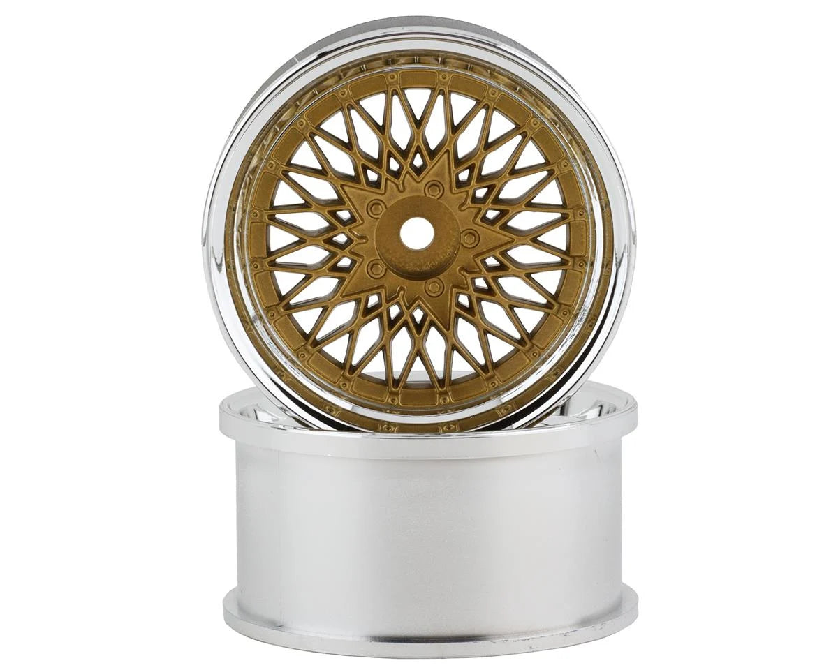 RCA-ART-4708G RC Art SSR Formula Mesh 19 Drift Wheels (Gold) (2) (8mm Offset) w/12mm Hex