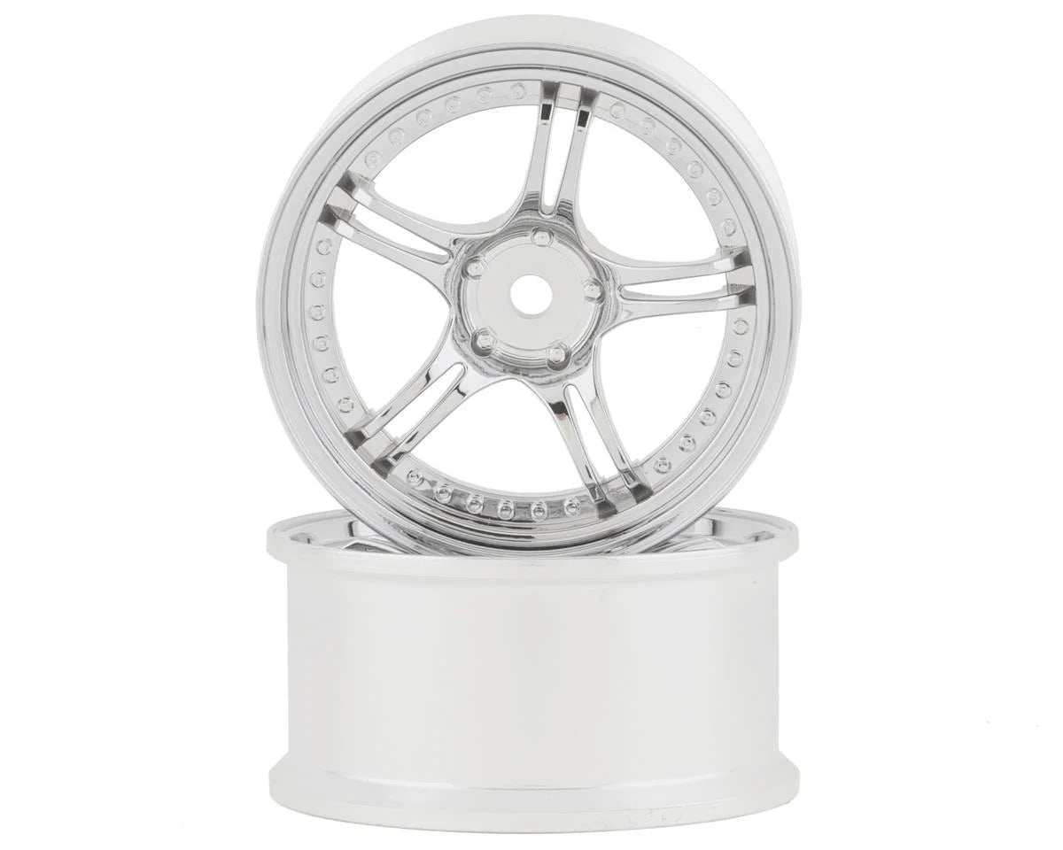 RCA-ART-WW-0508MS RC Art SSR Professor SPX 5-Split Spoke Drift Wheels (Matte Silver) (2) (8mm Offset) w/12mm Hex