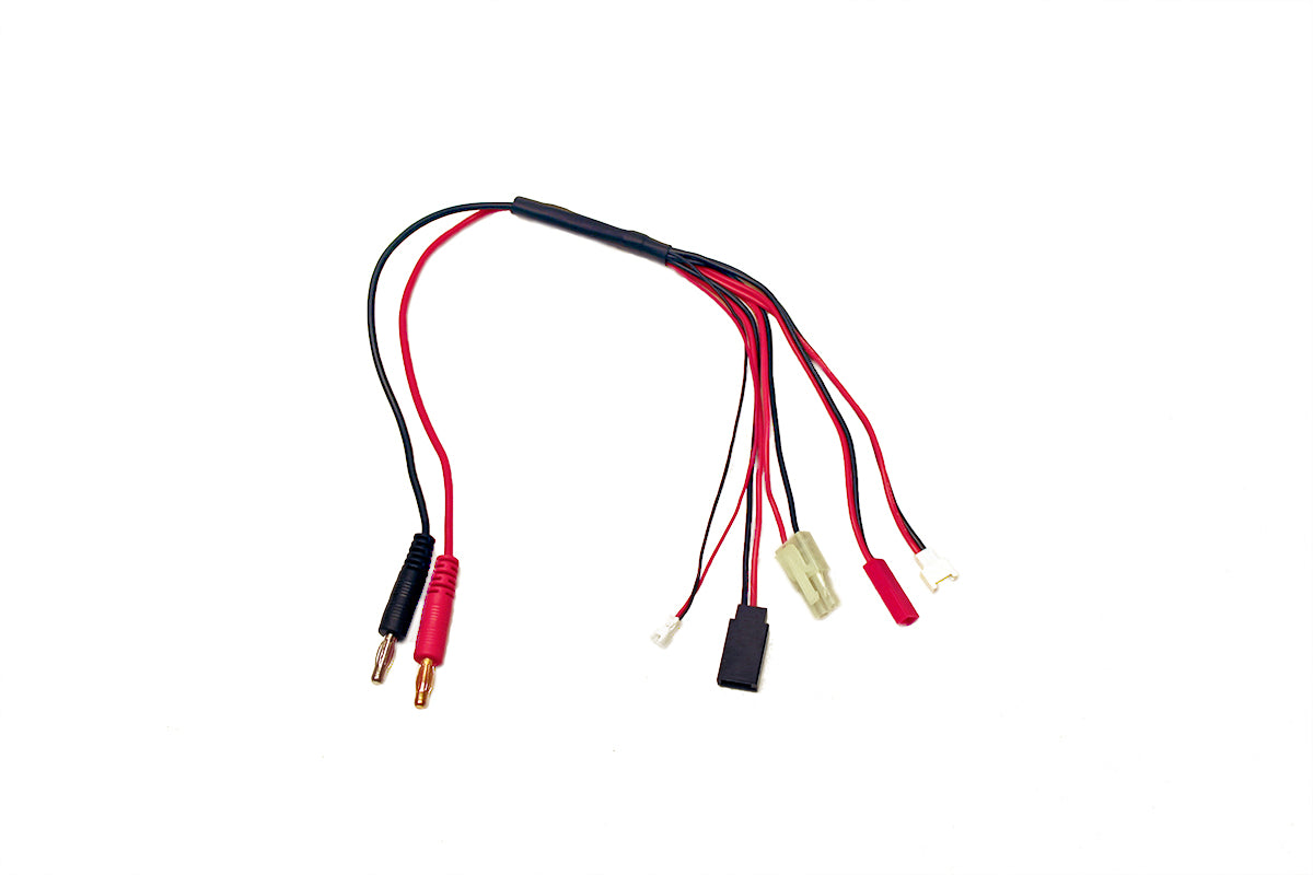 RCE1625  5-Function Mini/Micro Charge Adapter to Male 4mm Bullets-300mm  | The RC Shop at Dr Dans