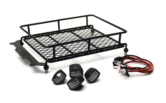 RCE3416BK	1/10 Scaler Metal Mesh Roof Rack, Oval Lights - Black