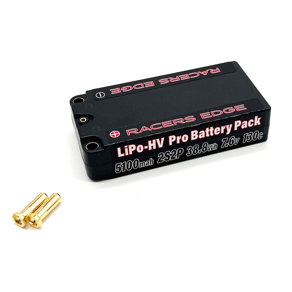 RCEPROLP51002S130	Racers Edge ROAR Approved - 5100mAh 2S 7.6V 130C Shorty Hard Case Lipo Battery Pack with 5mm Bullet Plug
