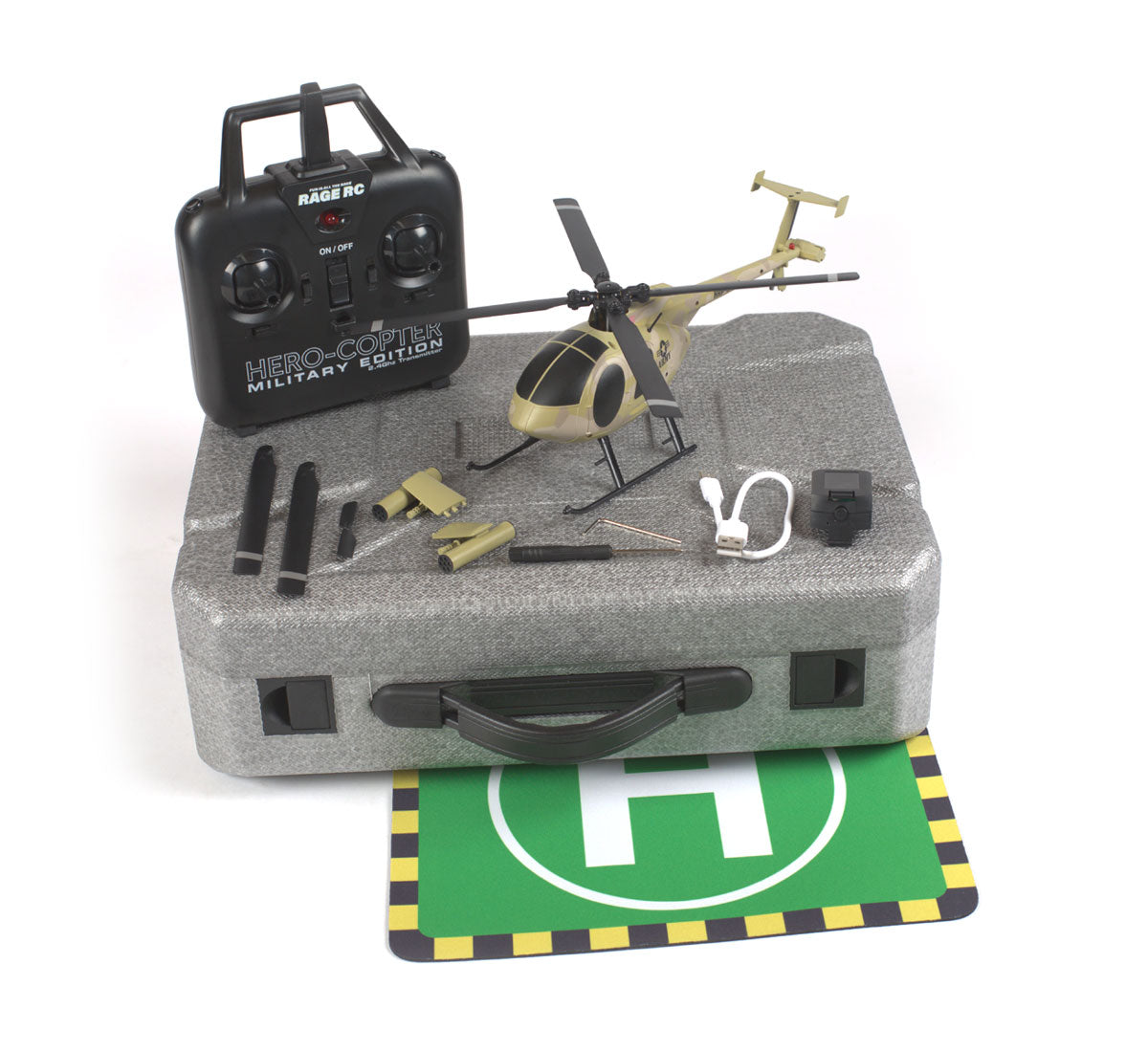 RGR6100	Hero-Copter Military, 4-Blade RTF Heli; Army