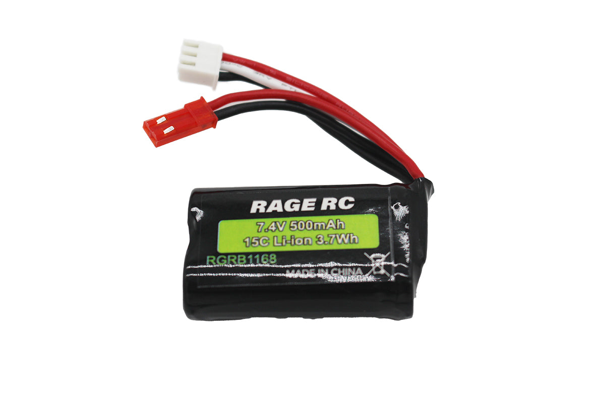 RGRB1168	Rage R/C 7.4v, 500mAh Li-ion Battery; LightWave