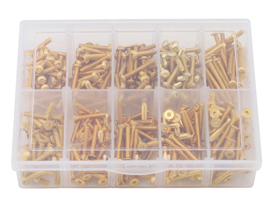 SAMSS-2004(G)      Samix Long Stainless Steel M3 Screw Set w/Plastic Box (Gold) (300) (Flat Head/Button Head)      |The RC Shop at Dr Dans